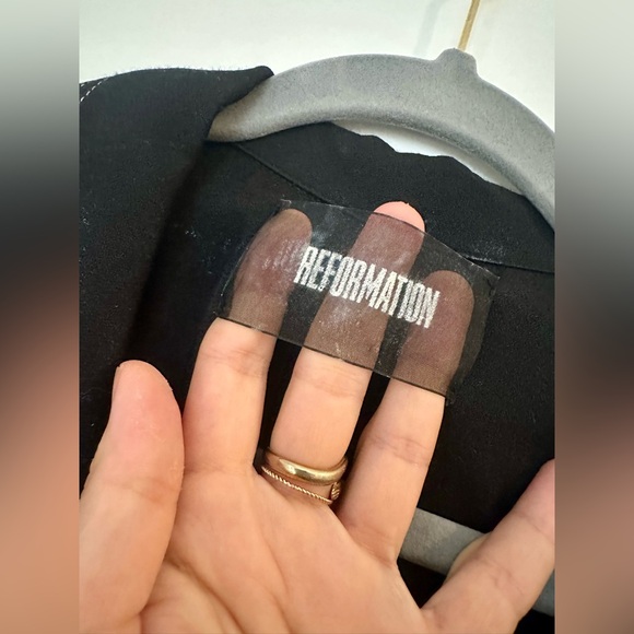 REFORMATION Black Short-Sleeve V-Neck Button Down Shirt Dress - Picture 2 of 5